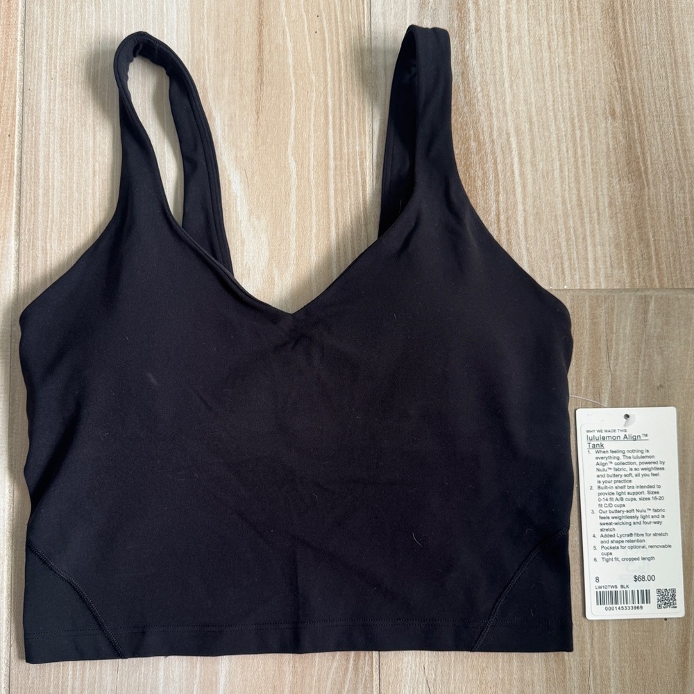 NWT Lululemon Align Tank Black Size 8